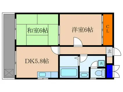 上阿達谷口マンション(2DK/1階)の間取り写真