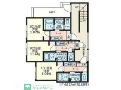 フルセイル雑色(1K/1階)の間取り写真