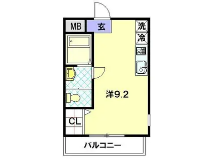 パサージュ音無(ワンルーム/2階)の間取り写真