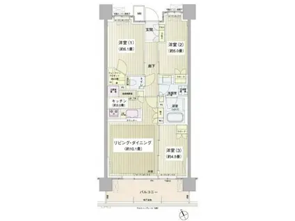 パークホームズ清澄白河(3LDK/2階)の間取り写真