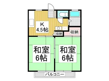 茜ハイツ(2DK/2階)の間取り写真