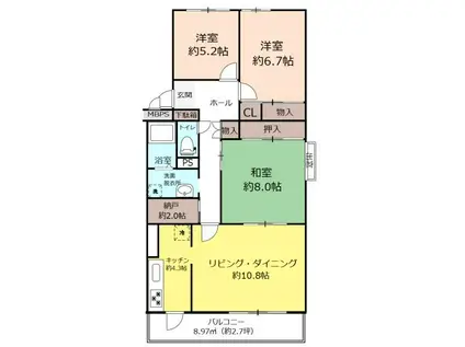 川越グリーンパークA1(3LDK/5階)の間取り写真