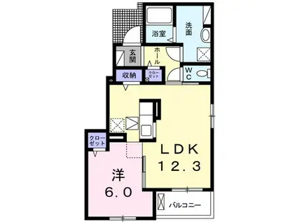 ベル・コリーヌD(1LDK/1階)の間取り写真