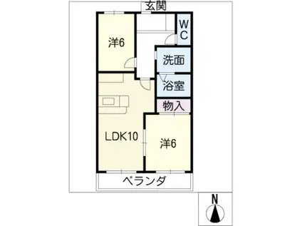 ピアニィ(2LDK/4階)の間取り写真