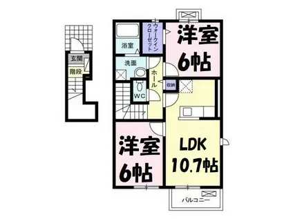 カーサ・ヴェルデ(2LDK/2階)の間取り写真