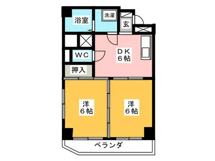 ブルーワンマンション(2DK/3階)の間取り写真