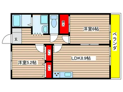 シャングリラ(2LDK/2階)の間取り写真