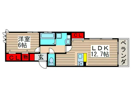 ミーツII(1LDK/2階)の間取り写真