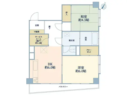 Gフラット(2DK/6階)の間取り写真