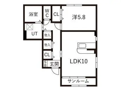 オリエンスA(1LDK/1階)の間取り写真