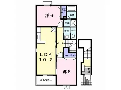 ニューグランツI(2LDK/2階)の間取り写真