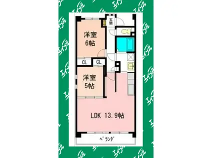 サンレージュ(2LDK/3階)の間取り写真