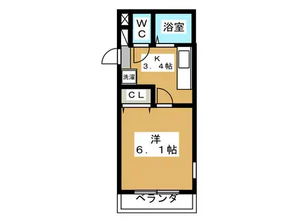 カームネストII(1K/1階)の間取り写真