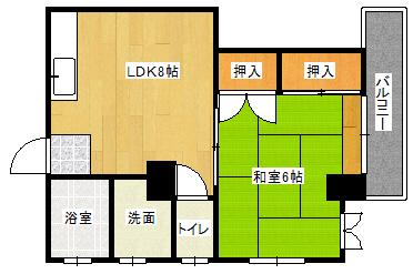 第2田万里ビル(1LDK/5階)の間取り写真