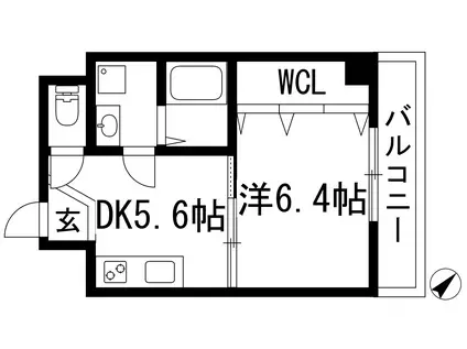 エレガンテ宝塚(1DK/3階)の間取り写真