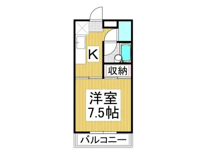 ひまわりハイツ(1K/2階)の間取り写真