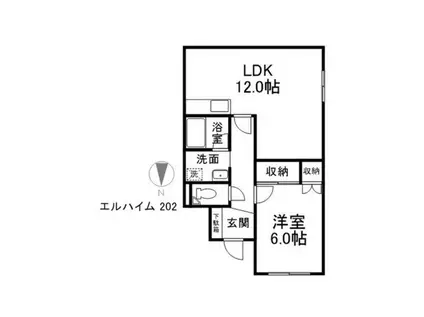 エルハイム(1LDK/3階)の間取り写真