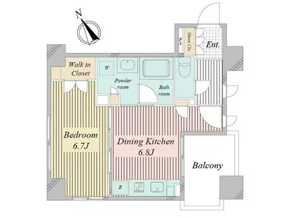 アクティ東仲通(1DK/8階)の間取り写真