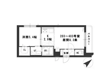 グランメール本郷通6A(1LDK/2階)の間取り写真