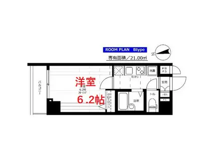 ステージグランデ高輪(1K/6階)の間取り写真