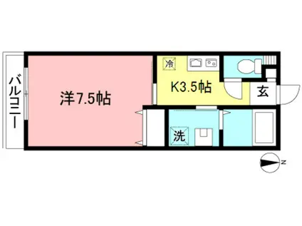 クヴェレ経堂(1K/1階)の間取り写真