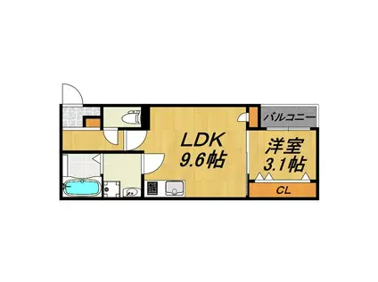 LECOCON半田II(1LDK/3階)の間取り写真