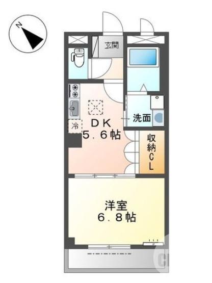 梅町マンション(1DK/1階)の間取り写真