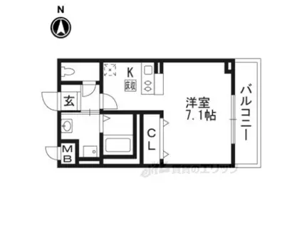 DイーストADEN長岡京(1K/2階)の間取り写真