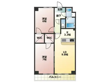 MELIV岩倉(2LDK/7階)の間取り写真