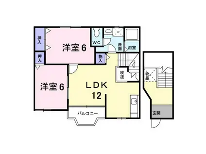 クレストール古谷(2LDK/2階)の間取り写真