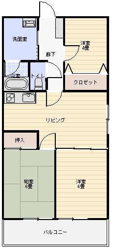 プロシード越沼(3DK/6階)の間取り写真