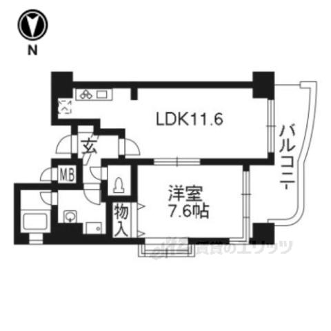 DELEAD河原町(1LDK/8階)の間取り写真