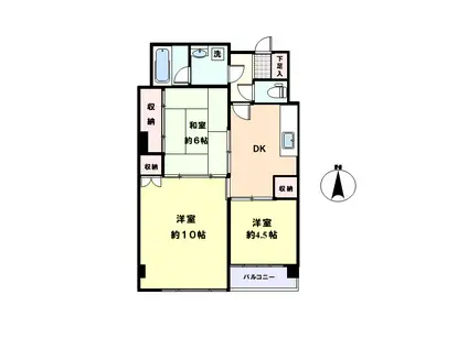 長澤中里マンション(3DK/5階)の間取り写真