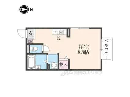 京阪本線 香里園駅 徒歩22分 2階建 築23年(ワンルーム/2階)の間取り写真