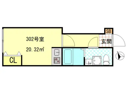 CFジオーレ小菅(1K/3階)の間取り写真