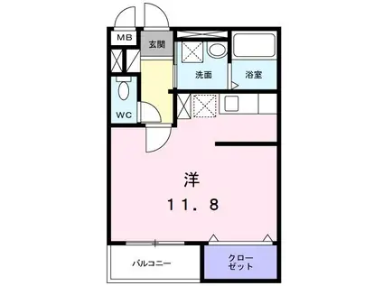 カーサグランデ TN(ワンルーム/1階)の間取り写真