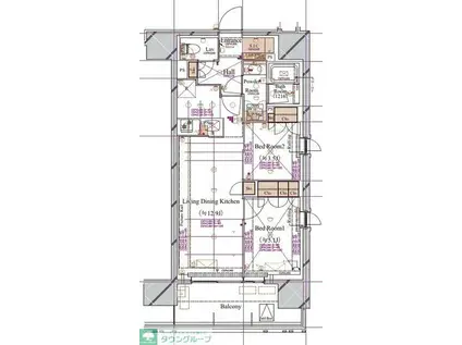 ブランシエスタ浅草蔵前(2LDK/6階)の間取り写真