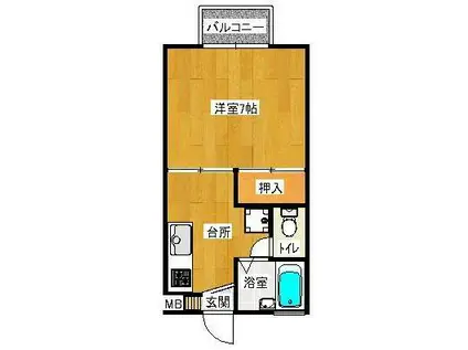 スカイコートみずほB館(1K/1階)の間取り写真