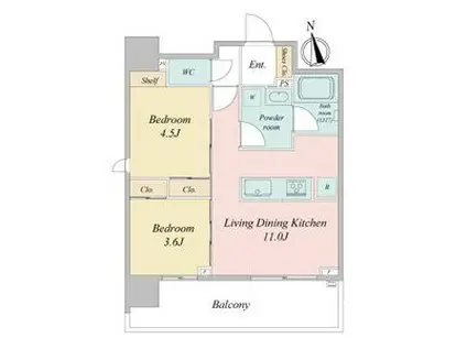 デュオフラッツ今池フレナ(2LDK/2階)の間取り写真