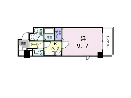 アヴァンティ サカエ(1K/6階)の間取り写真