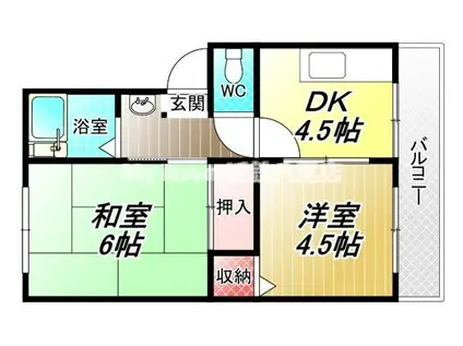 高安グリーンハイツ(2DK/2階)の間取り写真