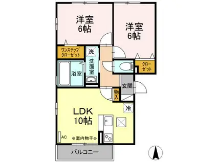 アンソレイユ(2LDK/1階)の間取り写真