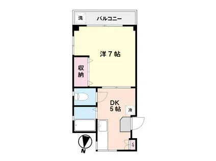 ファミール堀野A棟(1DK/5階)の間取り写真