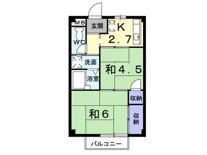 フローラル内藤D(2K/1階)の間取り写真