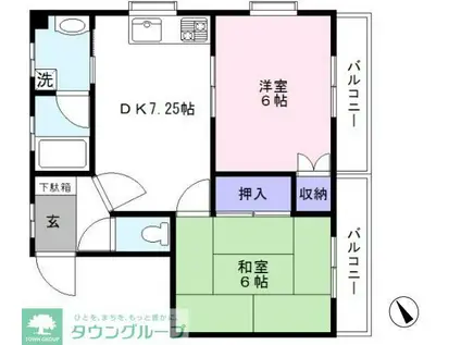 ラフィーヌ・青柳I(2DK/1階)の間取り写真