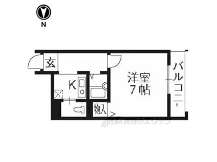 べレヴュー鴨川(1K/4階)の間取り写真