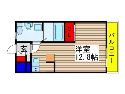 ティアラ緑が丘II(ワンルーム/1階)の間取り写真