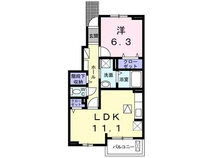 ベルメゾン離宮(1LDK/1階)の間取り写真