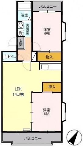 メゾンリュミエール(2LDK/1階)の間取り写真