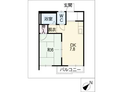 パークタウン岡崎公園D棟(1DK/2階)の間取り写真
